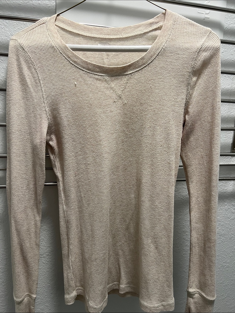 Old Navy Cream Waffle-Knit Long Sleeve Tee